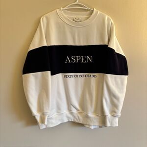 Aspen Colorado Crew Neck Sweatshirt Embroidered White and Blue - Womens Size XL